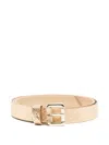 Patrizia Pepe Laminated Leather Belt In Neutral
