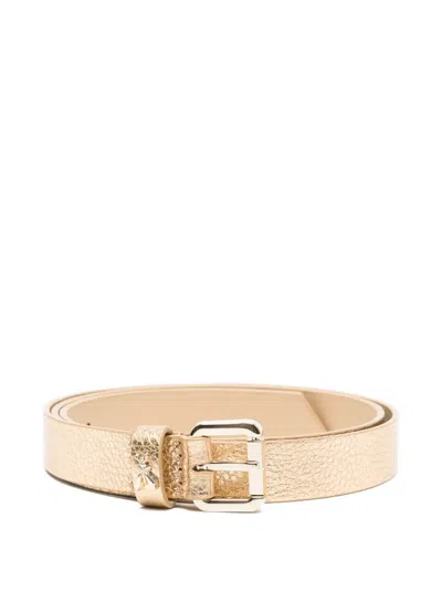 Patrizia Pepe Laminated Leather Belt In Neutral