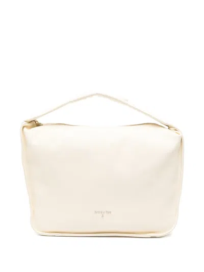 Patrizia Pepe Large Leather Shoulder Bag In White