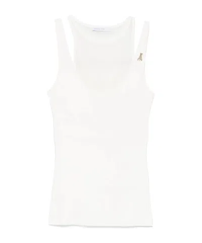 Patrizia Pepe Fitted Knit Top With Scoop Neckline In White