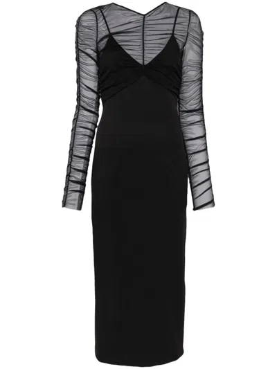 Patrizia Pepe Layered Midi Dress In Black