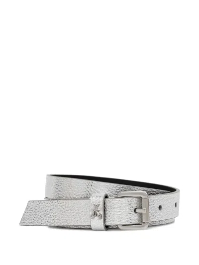 Patrizia Pepe Leather Belt In Silver