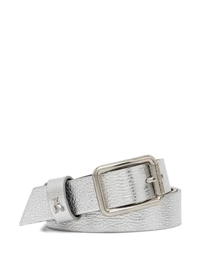 Patrizia Pepe Leather Belt In Silver