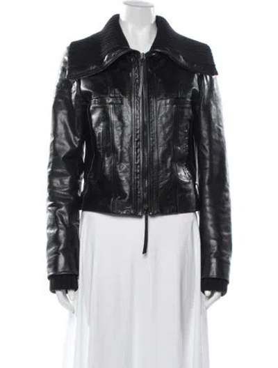 Pre-owned Patrizia Pepe Leather Biker Jacket In Black