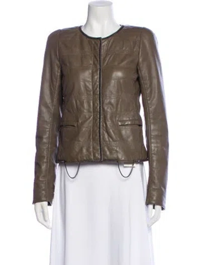 Pre-owned Patrizia Pepe Leather Biker Jacket In Brown