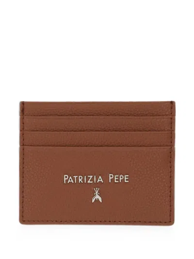 Patrizia Pepe Leather Card Holder In Orange