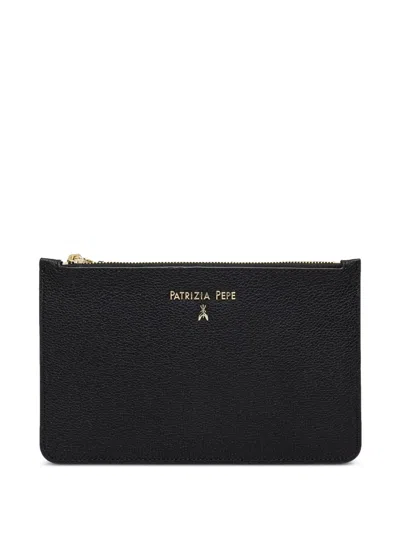 Patrizia Pepe Leather Clutch Bag In Black