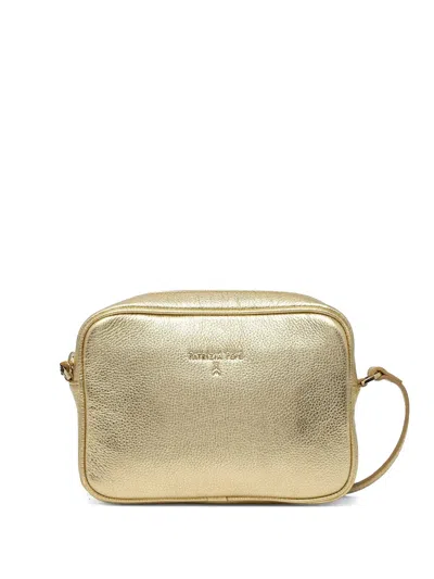 Patrizia Pepe Leather Cross Body Bag In Gold