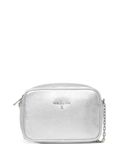 Patrizia Pepe Leather Cross Body Bag In Silver