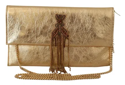 Pre-owned Patrizia Pepe Leather Embellished Shoulder Strap Women's Bag () In Gold