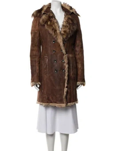 Pre-owned Patrizia Pepe Leather Fur Jacket In Brown