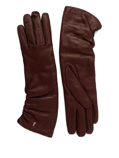 Patrizia Pepe Leather Gloves In Brown