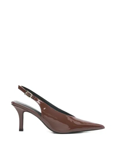Patrizia Pepe Leather Heeled Pumps In Brown