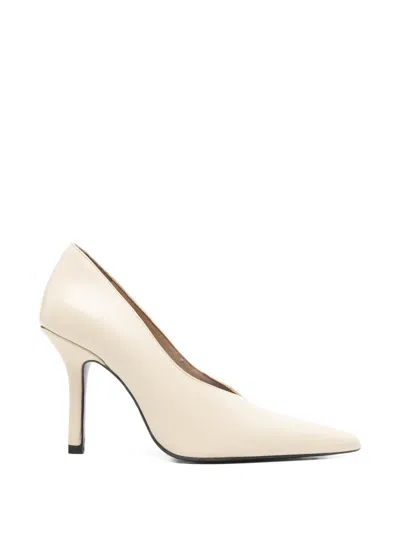 Patrizia Pepe Leather Heeled Pumps In Neutral