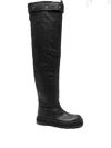 Patrizia Pepe Leather Over-the-knee Buckle Boots In Black
