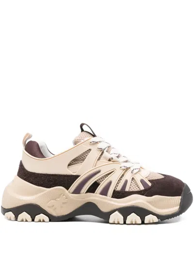 Patrizia Pepe Leather Running Sneakers In Neutral