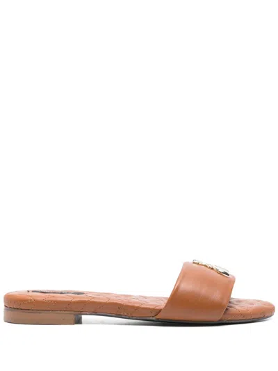 Patrizia Pepe Leather Sandals In Brown