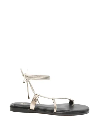 Patrizia Pepe Leather Sandals In Neutral