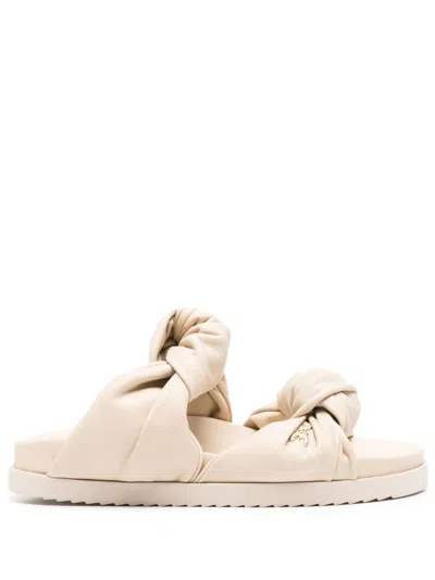 Patrizia Pepe Leather Sandals In Neutrals