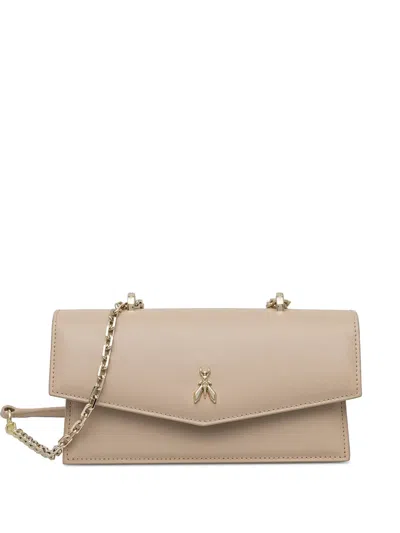 Patrizia Pepe Leather Shoulder Bag In Neutrals