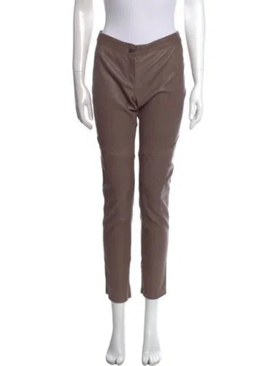 Pre-owned Patrizia Pepe Leather Skinny Leg Pants In Brown