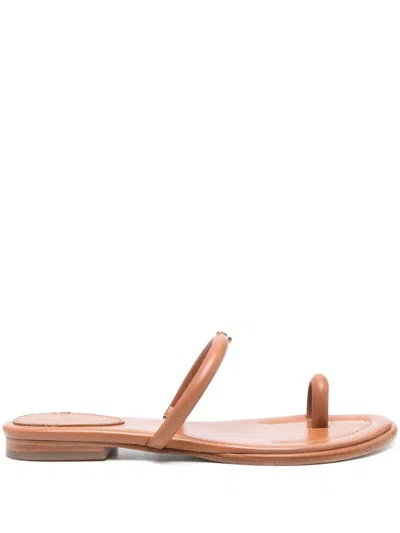 Patrizia Pepe Leather Slides In Braun
