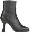 Patrizia Pepe Leather Sock Ankle Boots In Black