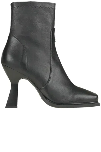 Patrizia Pepe Leather Sock Ankle Boots In Black