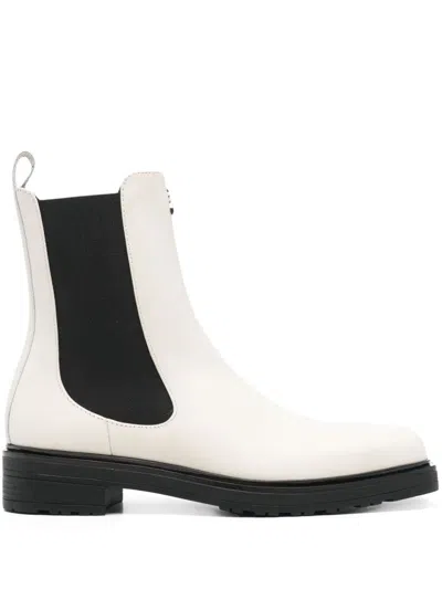 Patrizia Pepe Leather Square Toe Boots In White