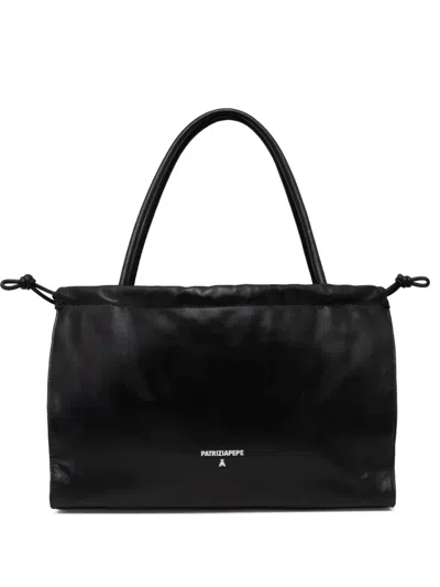 Patrizia Pepe Leather Tote Bag In Black