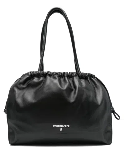 Patrizia Pepe Leather Tote Bag In Black