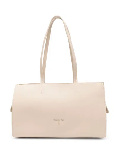 Patrizia Pepe Leather Tote Bag In Neutrals