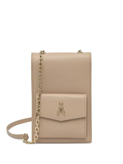 Patrizia Pepe Leather Wallet-on-chain In Neutrals