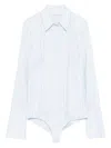 Patrizia Pepe Light Blue Striped Button-down Body Shirt In Blue