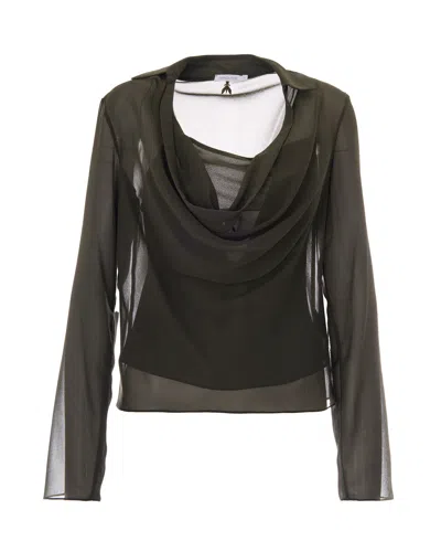 Patrizia Pepe Lightweight Georgette Crepe Blouse In Green