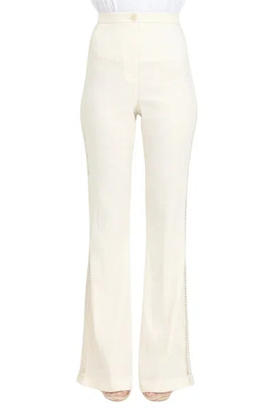 Patrizia Pepe Linen Polyamide Trousers - Cream In Multi