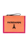 Patrizia Pepe Medium Logo-jacquard Clutch Bag In 橘色
