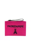 Patrizia Pepe Small Logo-jacquard Clutch Bag In 粉色