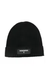 Patrizia Pepe Logo-appliqué Ribbed-knit Beanie In Black