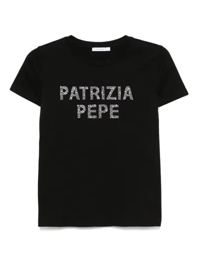Patrizia Pepe Logo-appliqué T-shirt In Black