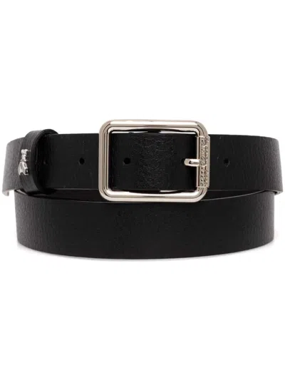 Patrizia Pepe Logo Buckle Belt In Black