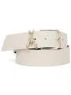 Patrizia Pepe Logo Buckle Belt In Nude