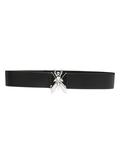 Patrizia Pepe Logo-buckle Leather Belt In Black