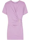 Patrizia Pepe Logo-buckle Mini Dress In Purple