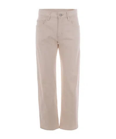 Patrizia Pepe Logo-button Straight-leg Jeans In Brown