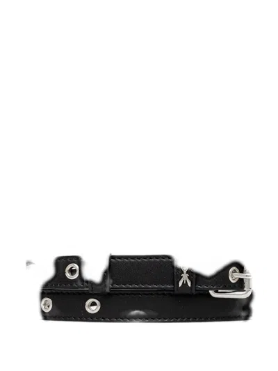 Patrizia Pepe Logo-charm Buckle Belt In Black
