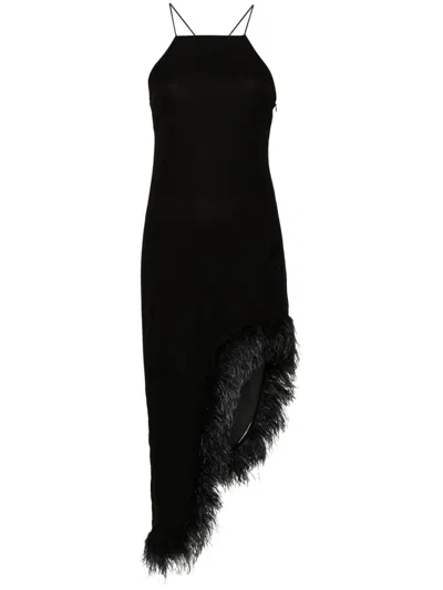 Patrizia Pepe Logo-charm Midi Dress In Black
