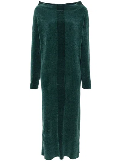 Patrizia Pepe Logo-charm Midi Dress In Green