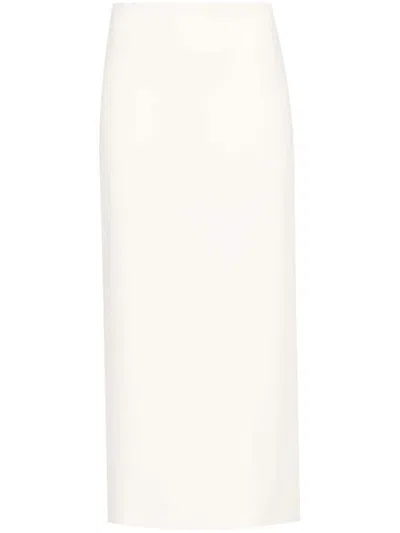 Patrizia Pepe High-waist Crinkled Pencil Skirt In White