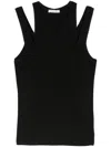 Patrizia Pepe Asymmetric-neck Tank Top In Black